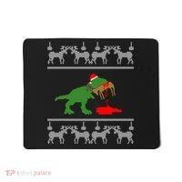 Trex Eating Deer Hunter Ugly Christmas Mousepad thumb 0