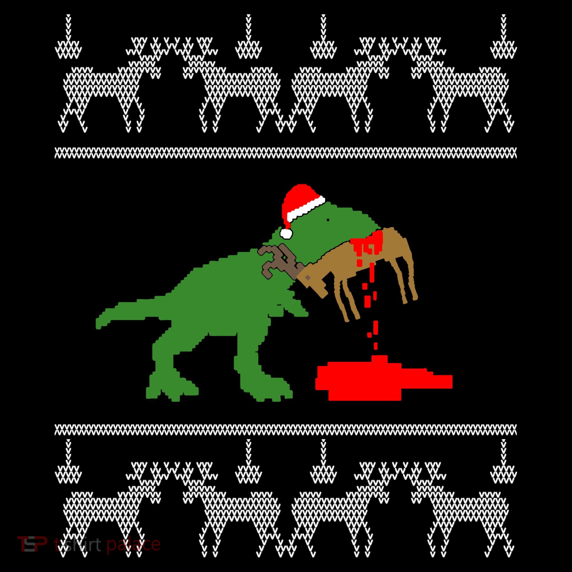 Trex Eating Deer Hunter Ugly Christmas Ornament