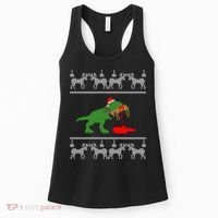 Trex Eating Deer Hunter Ugly Christmas Women's Tank Top thumb 0