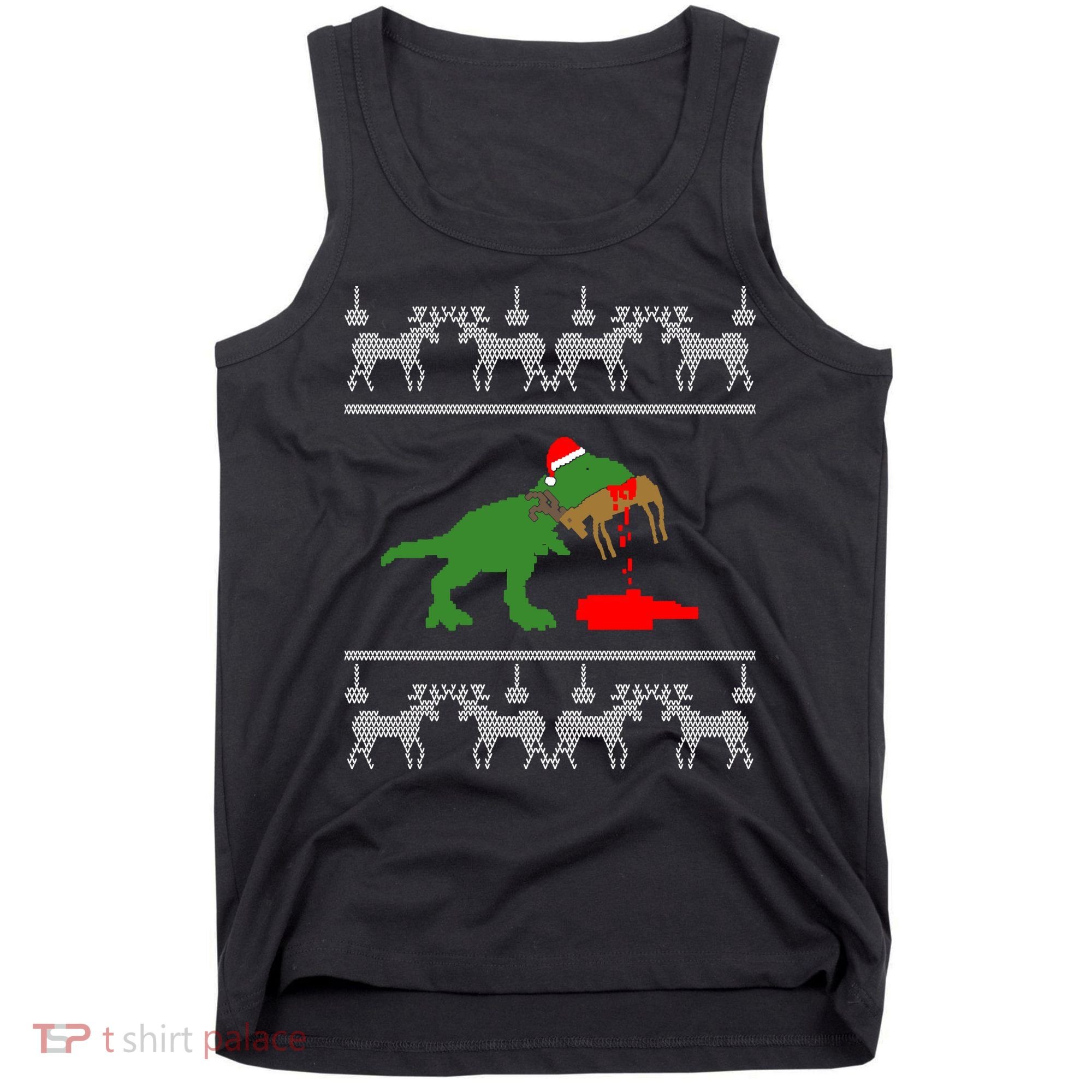 Trex Eating Deer Hunter Ugly Christmas Tank Top