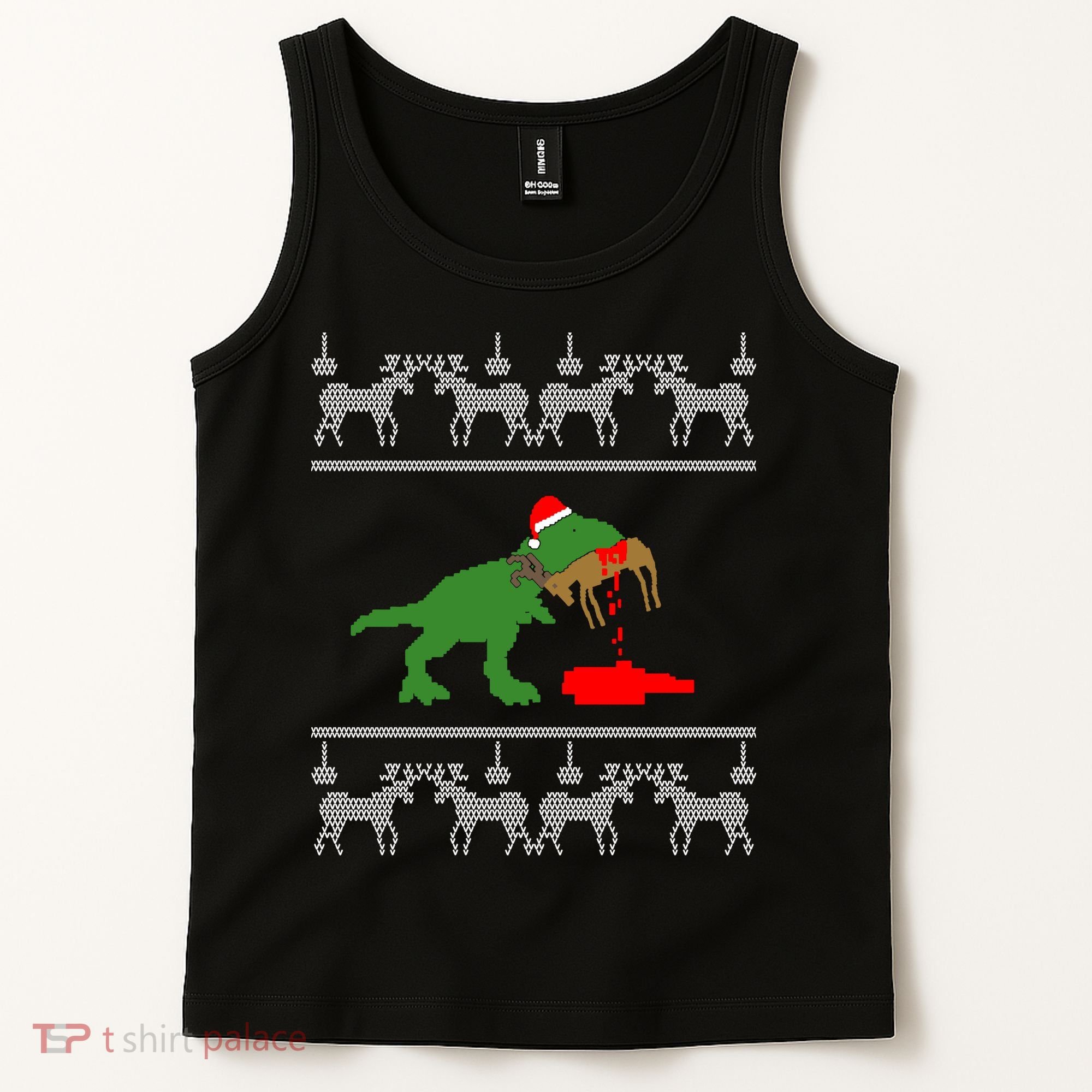 Trex Eating Deer Hunter Ugly Christmas Tank Top