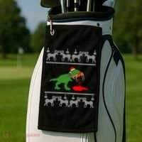 Trex Eating Deer Hunter Ugly Christmas Golf Towel thumb 2
