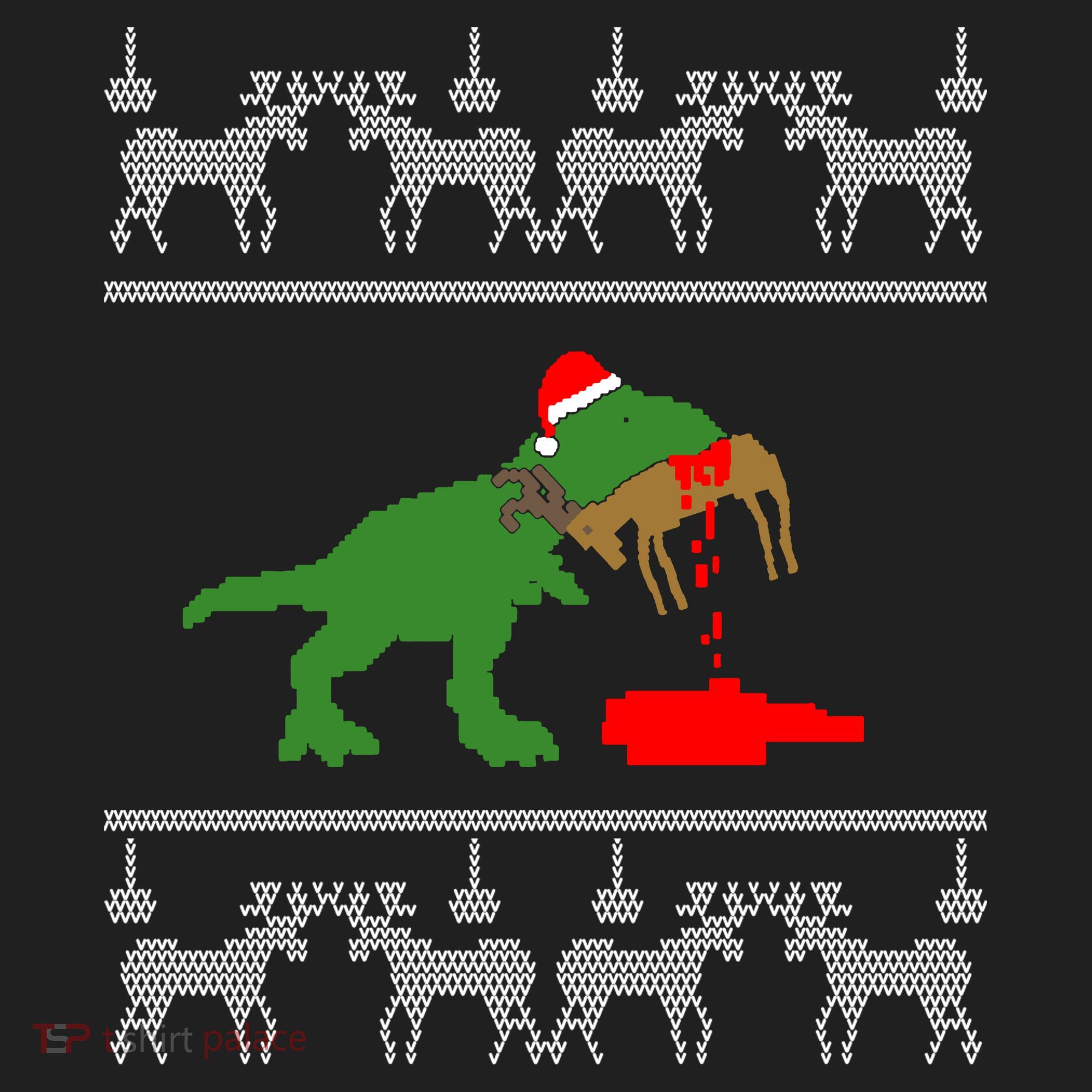 Trex Eating Deer Hunter Ugly Christmas Golf Towel