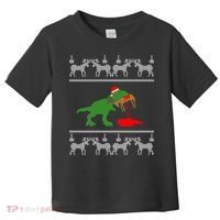 Trex Eating Deer Hunter Ugly Christmas Toddler T-Shirt thumb 0