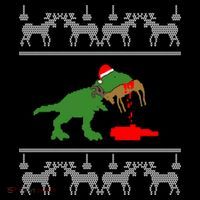 Trex Eating Deer Hunter Ugly Christmas Women's T-Shirt thumb 6