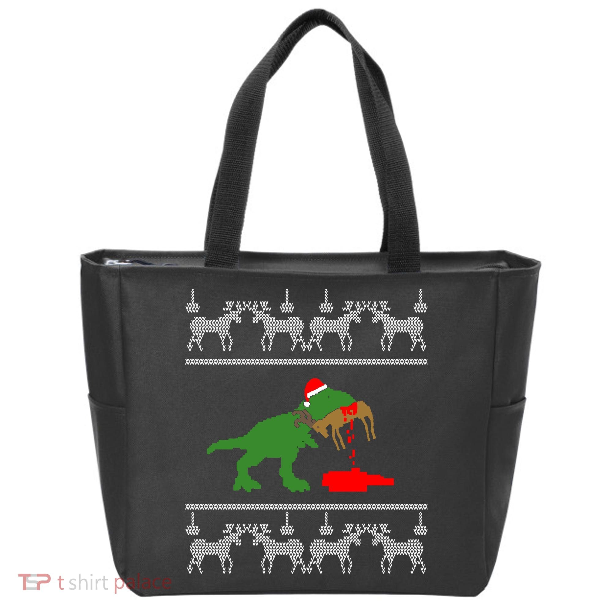 Trex Eating Deer Hunter Ugly Christmas Tote Bag
