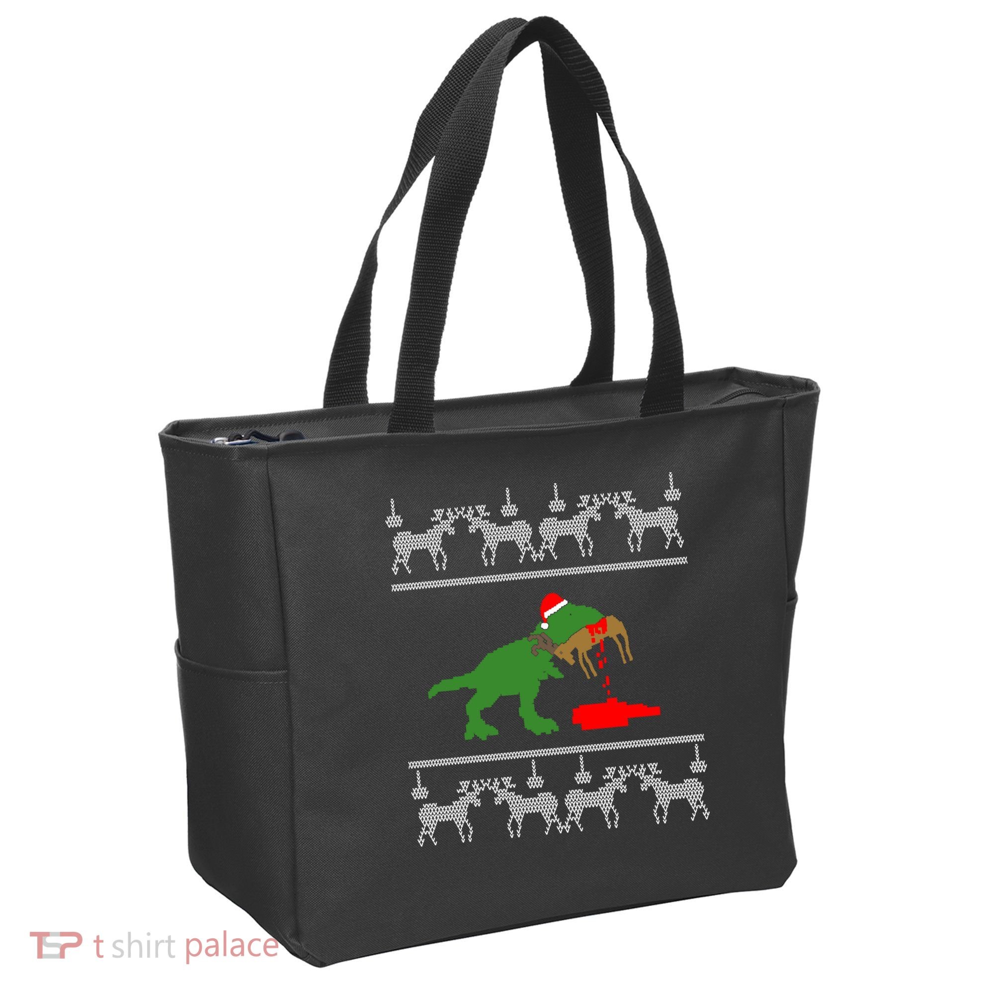 Trex Eating Deer Hunter Ugly Christmas Tote Bag