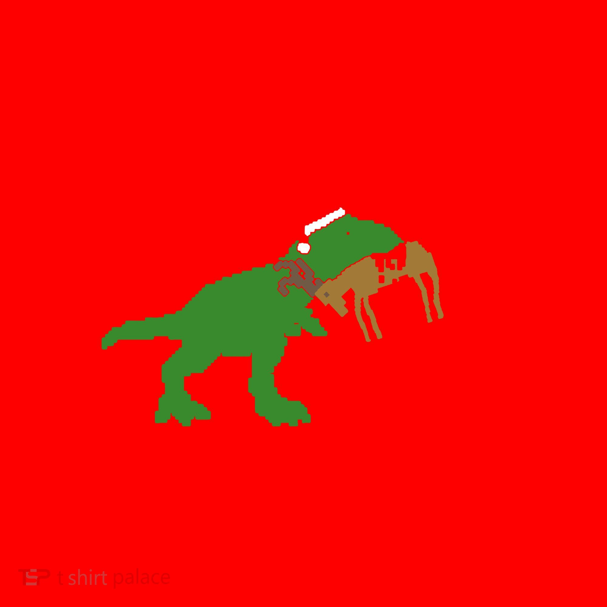 Trex Eating Deer Hunter Ugly Christmas Santa Hat