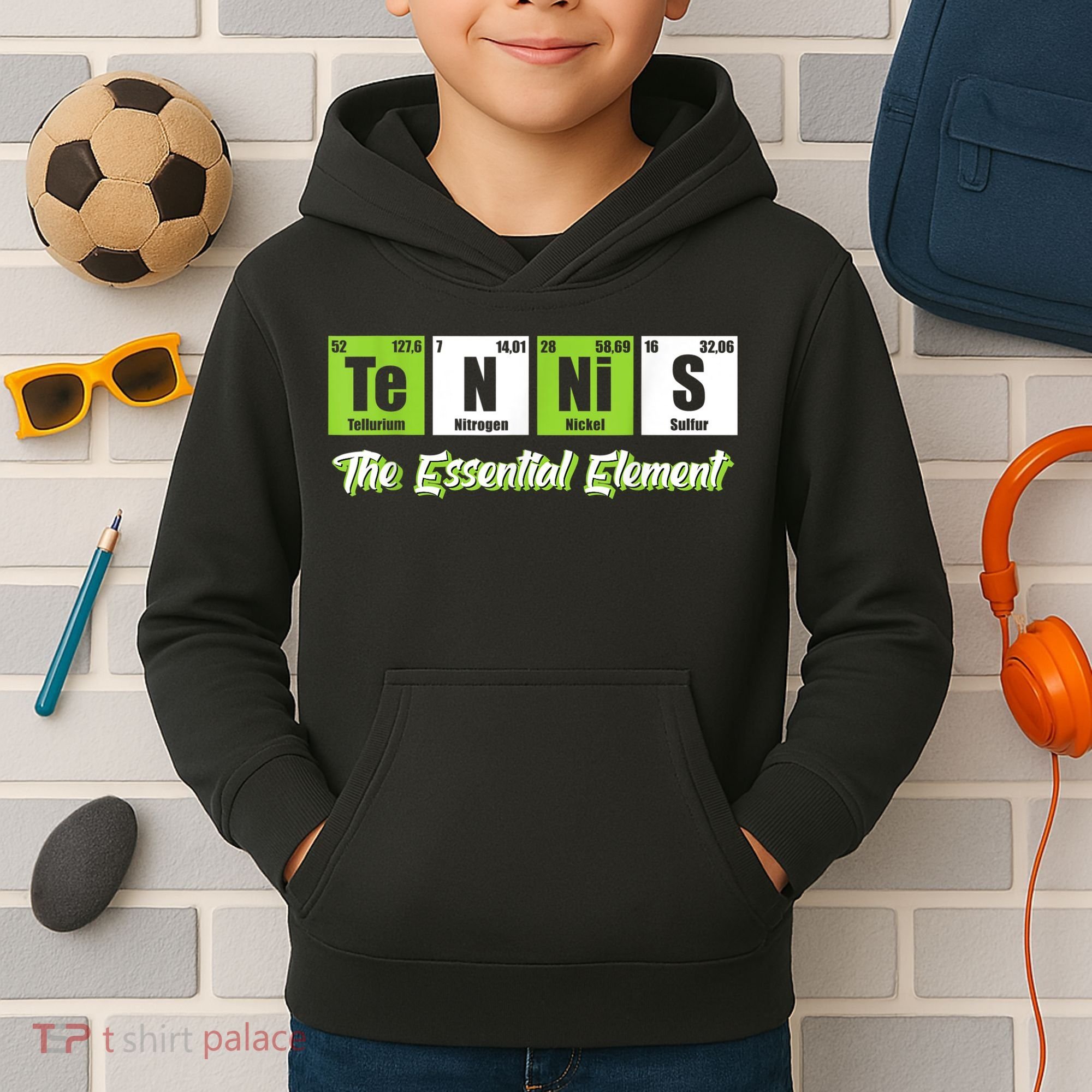 The Essential Element Funny Love Tennis Sience Kids Hoodie
