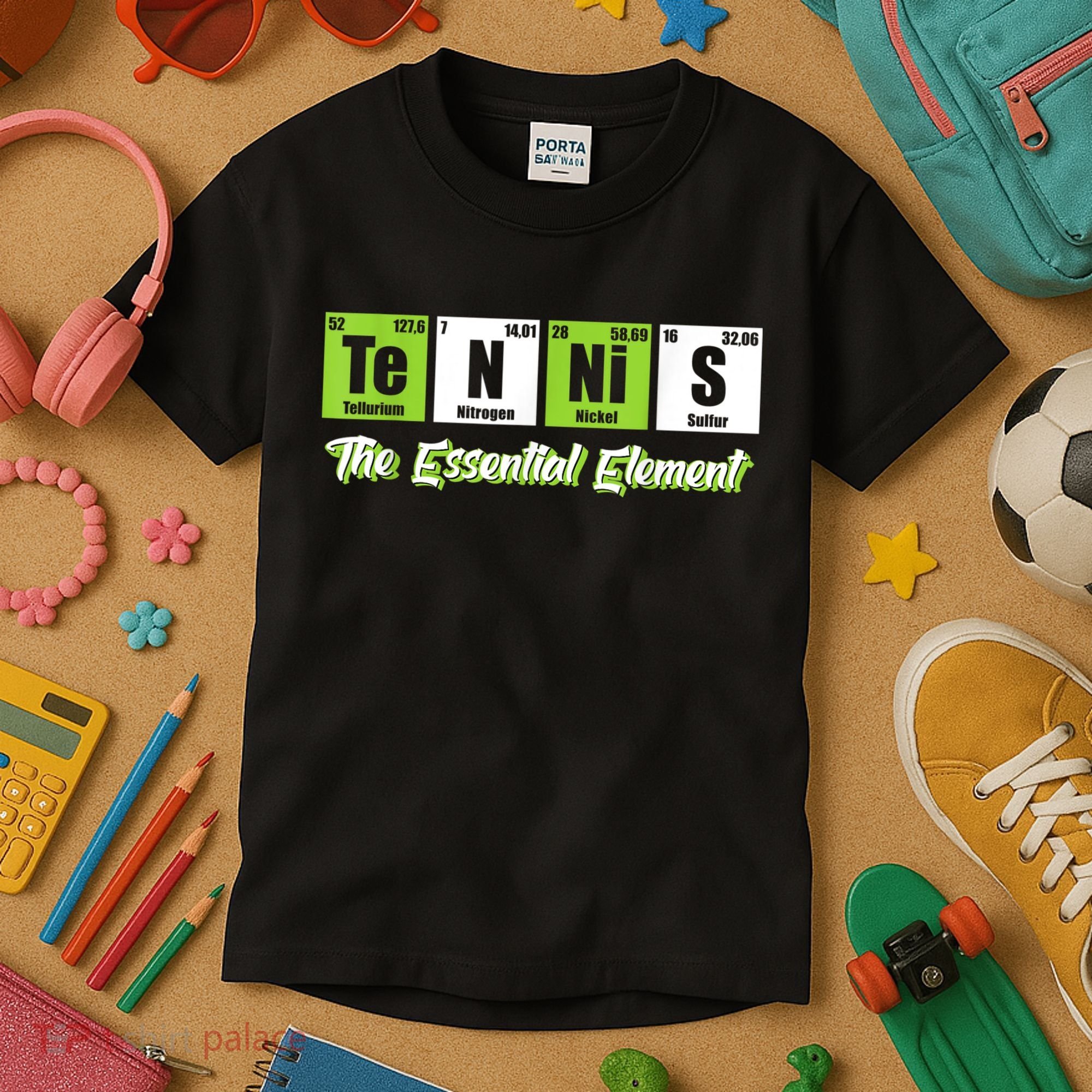 The Essential Element Funny Love Tennis Sience Kids T-Shirt