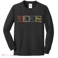 Techno Elements Festival Dark Techno Rave Kids Long Sleeve Shirt thumb 0