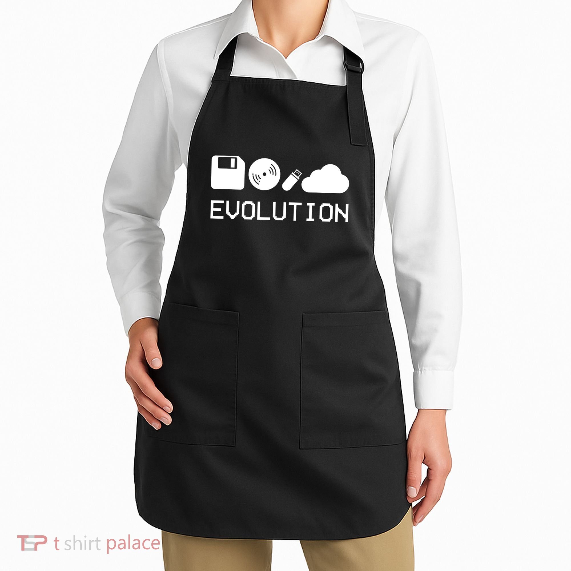 Technology Evolution Floppy Disk To The Cloud Apron