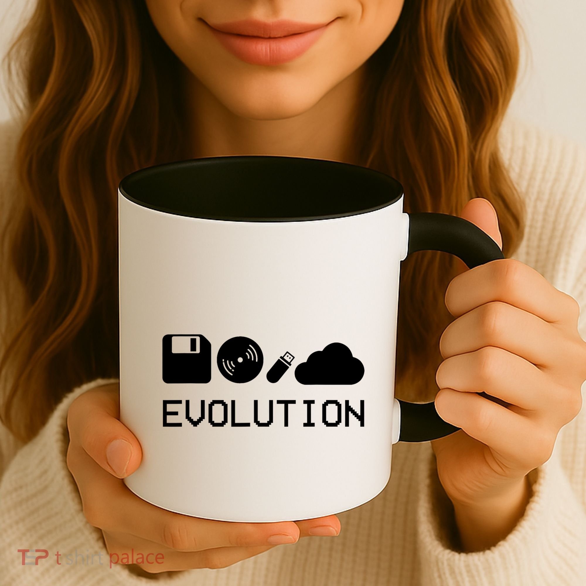 Technology Evolution Floppy Disk To The Cloud Coffee Mug
