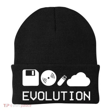 Technology Evolution Floppy Disk To The Cloud Beanie