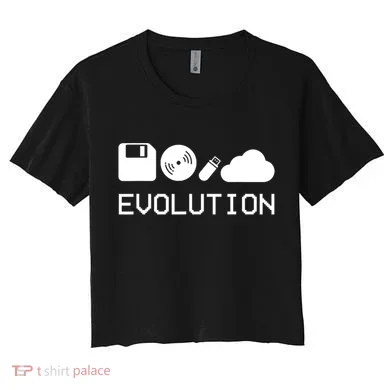 Technology Evolution Floppy Disk To The Cloud Women's Crop Top Tee