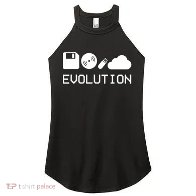 Technology Evolution Floppy Disk To The Cloud Women's Perfect Tri Rocker Tank