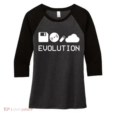 Technology Evolution Floppy Disk To The Cloud Women's Tri-Blend 3/4-Sleeve Raglan Shirt