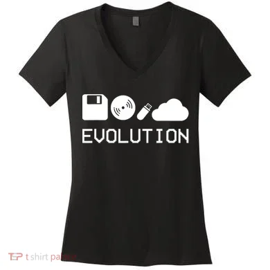 Technology Evolution Floppy Disk To The Cloud Women's V-Neck T-Shirt
