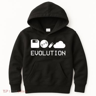 Technology Evolution Floppy Disk To The Cloud Kids Hoodie
