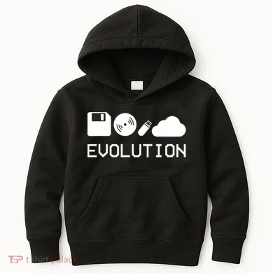 Technology Evolution Floppy Disk To The Cloud Kids Hoodie