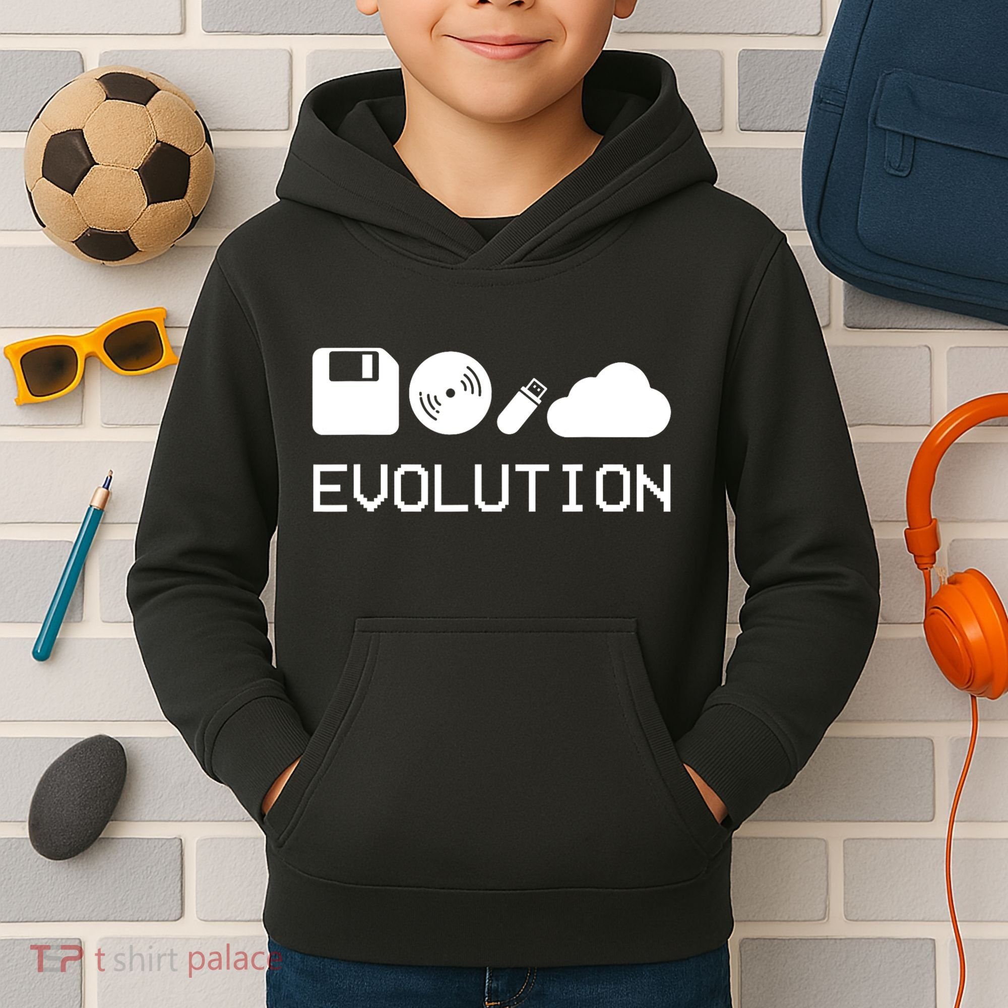 Technology Evolution Floppy Disk To The Cloud Kids Hoodie