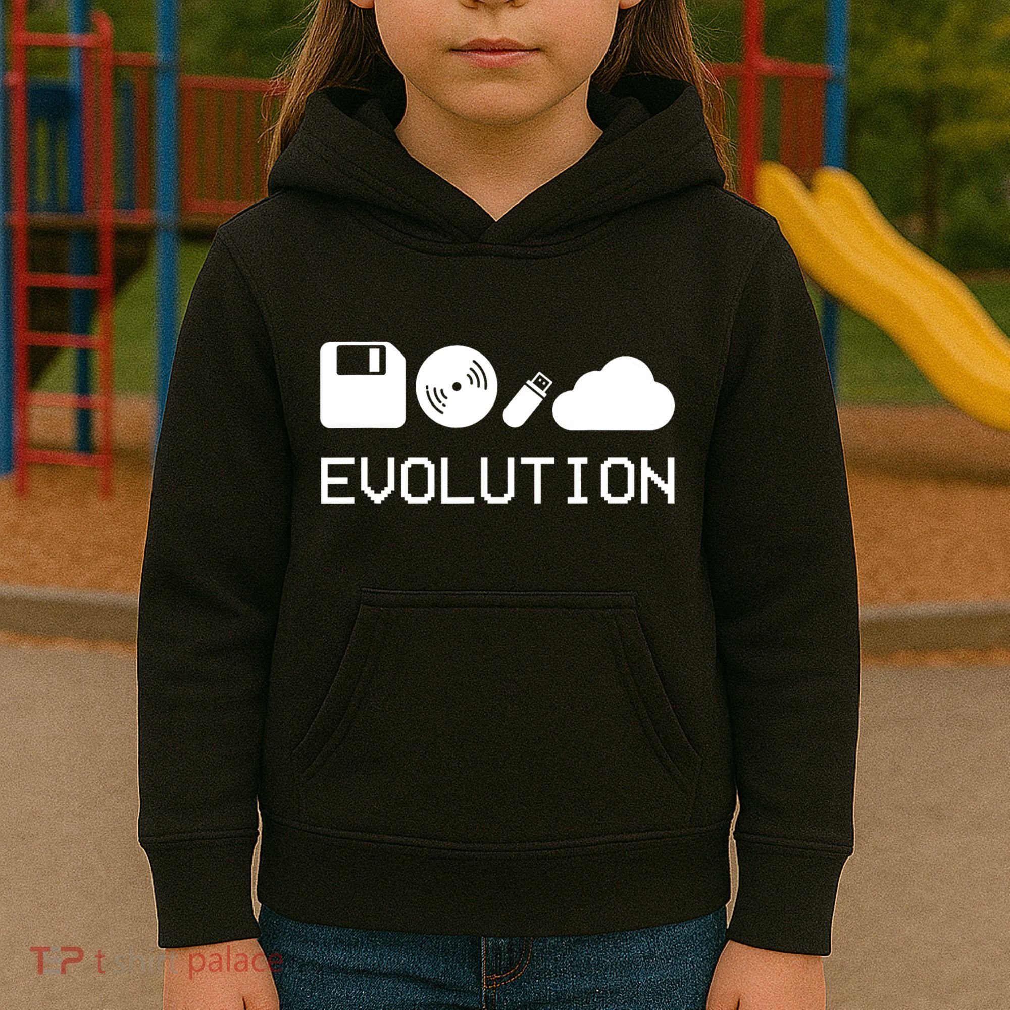 Technology Evolution Floppy Disk To The Cloud Kids Hoodie