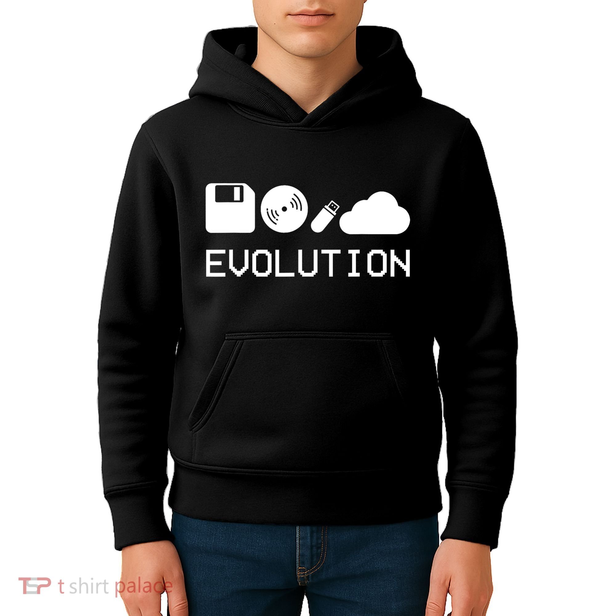 Technology Evolution Floppy Disk To The Cloud Kids Hoodie