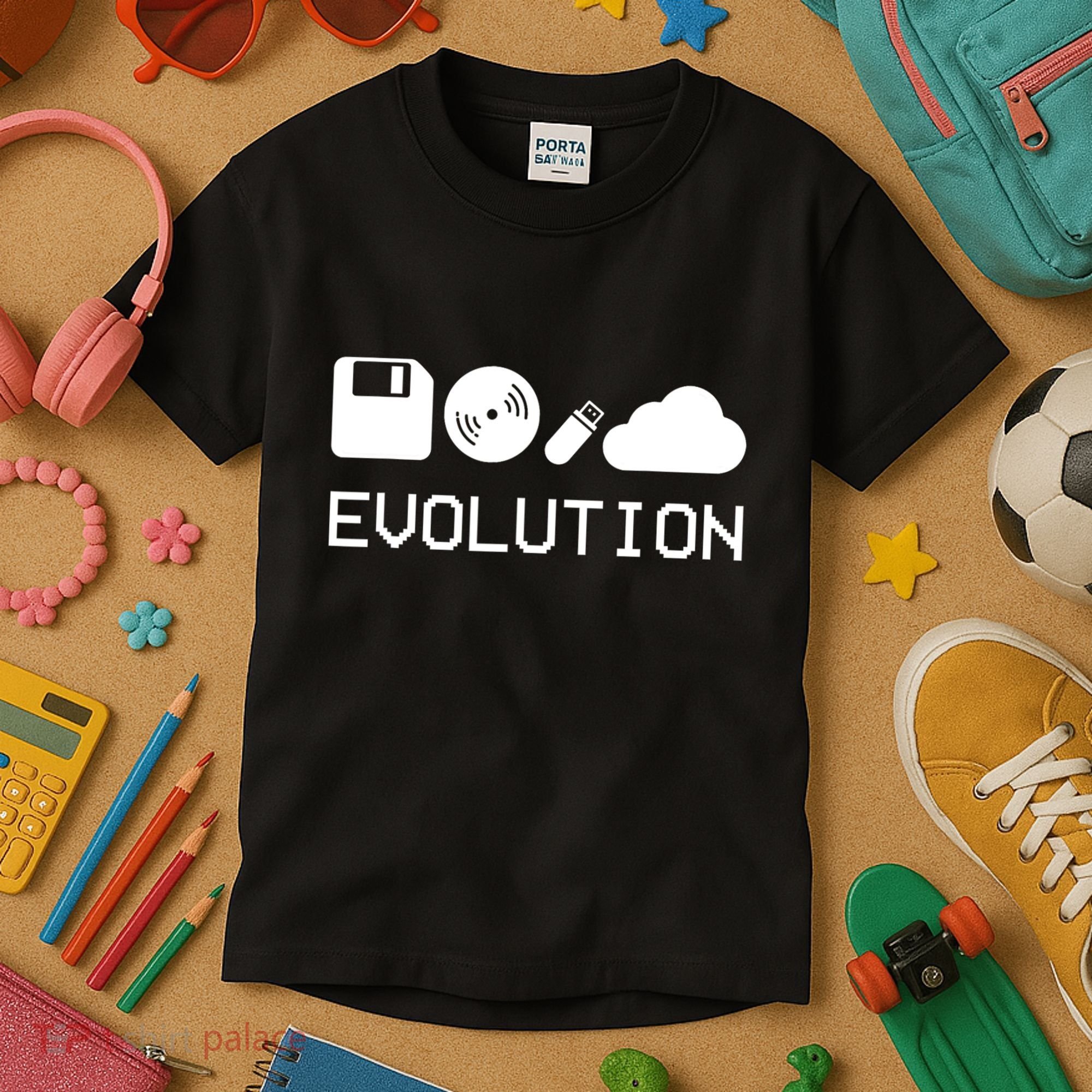 Technology Evolution Floppy Disk To The Cloud Kids T-Shirt