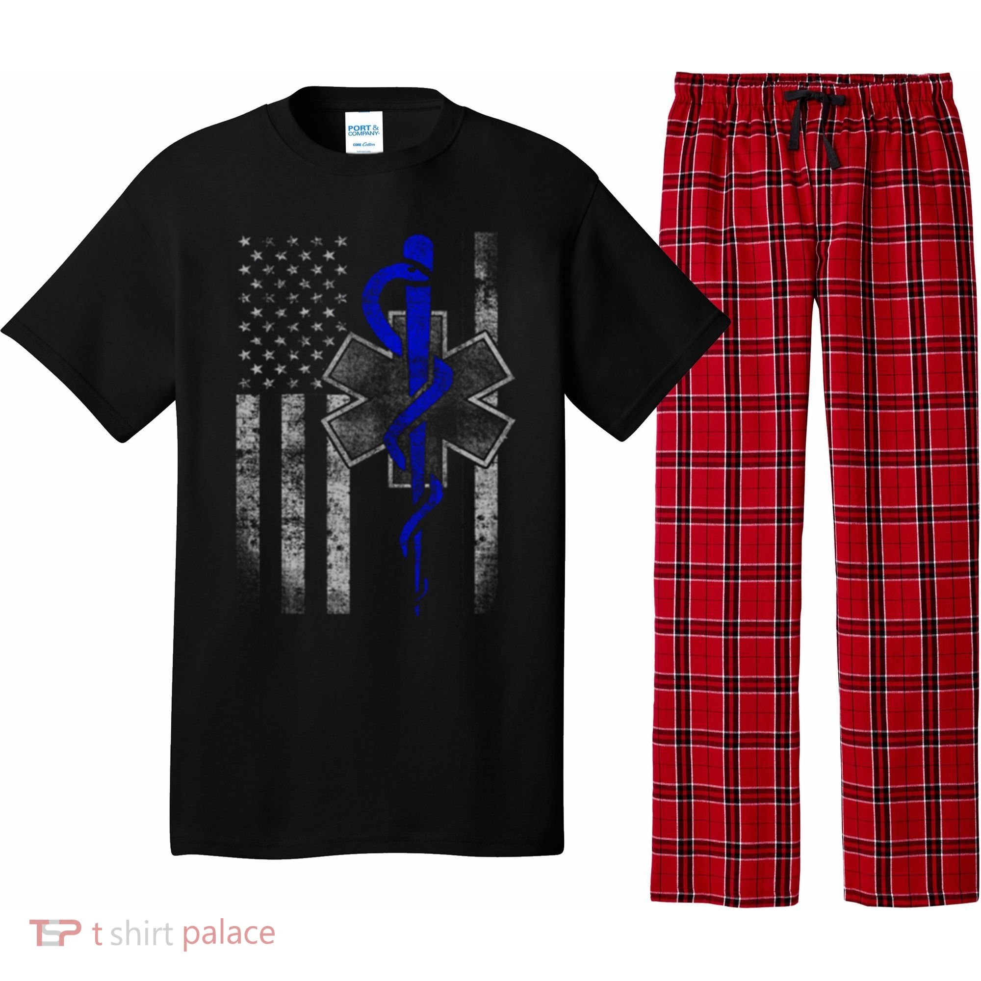 Twosided Emt / First Responder Flag Gift Cute Gift Pajama Set