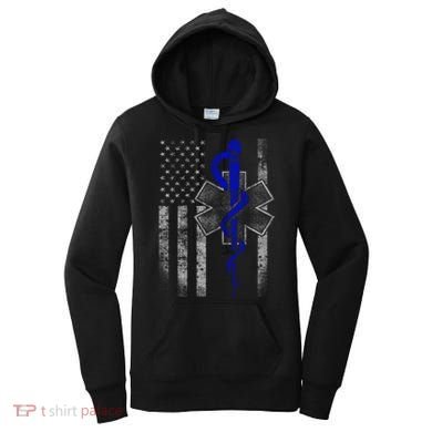 Twosided Emt / First Responder Flag Gift Cute Gift Women's Hoodie