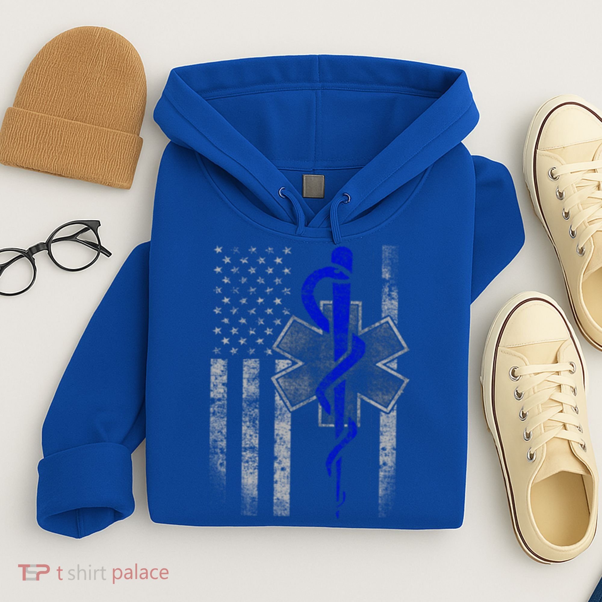 Twosided Emt / First Responder Flag Gift Cute Gift Hoodie
