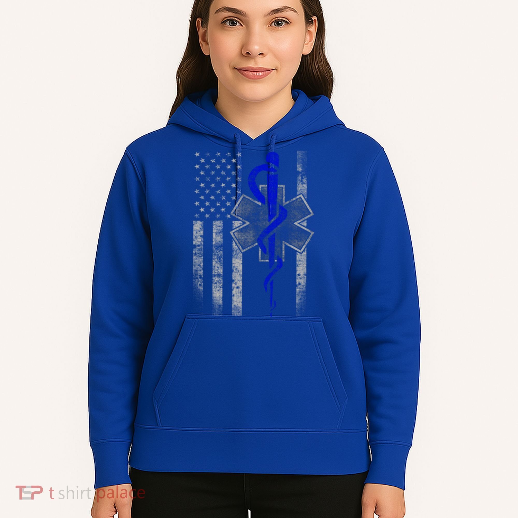 Twosided Emt / First Responder Flag Gift Cute Gift Hoodie