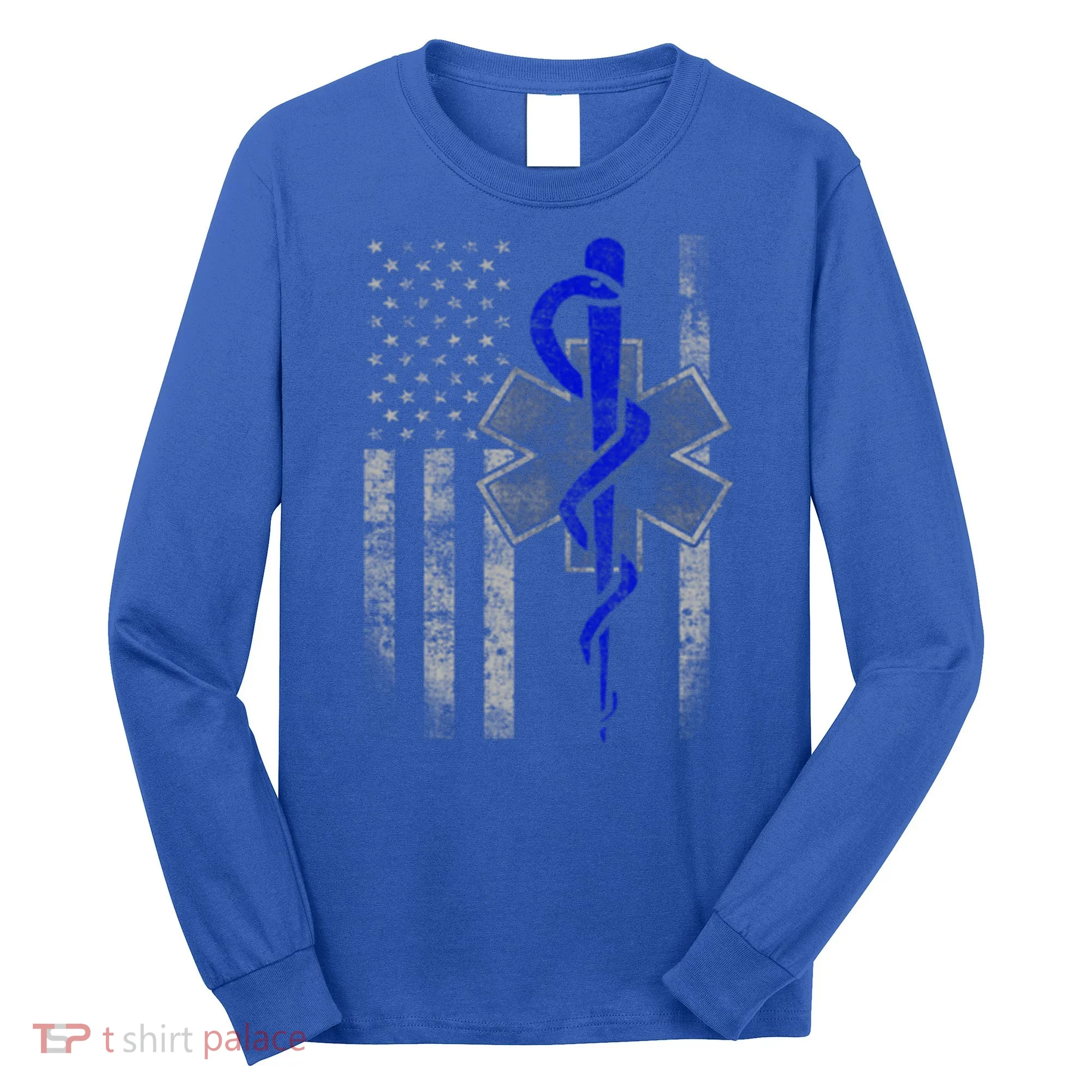 Twosided Emt / First Responder Flag Gift Cute Gift Long Sleeve Shirt