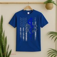 Twosided Emt / First Responder Flag Gift Cute Gift T-Shirt thumb 2