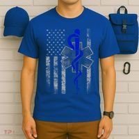 Twosided Emt / First Responder Flag Gift Cute Gift T-Shirt thumb 6