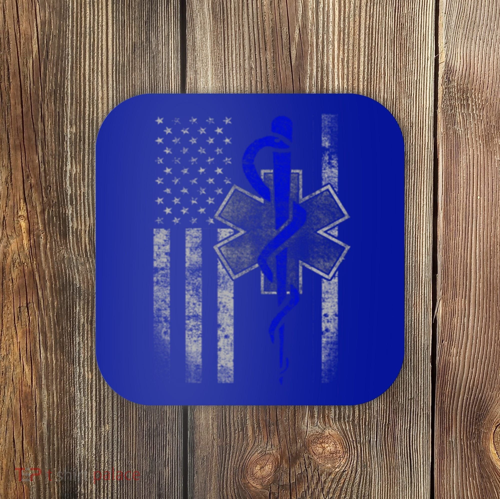Twosided Emt / First Responder Flag Gift Cute Gift Coaster