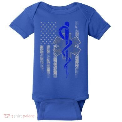 Twosided Emt / First Responder Flag Gift Cute Gift Baby Bodysuit