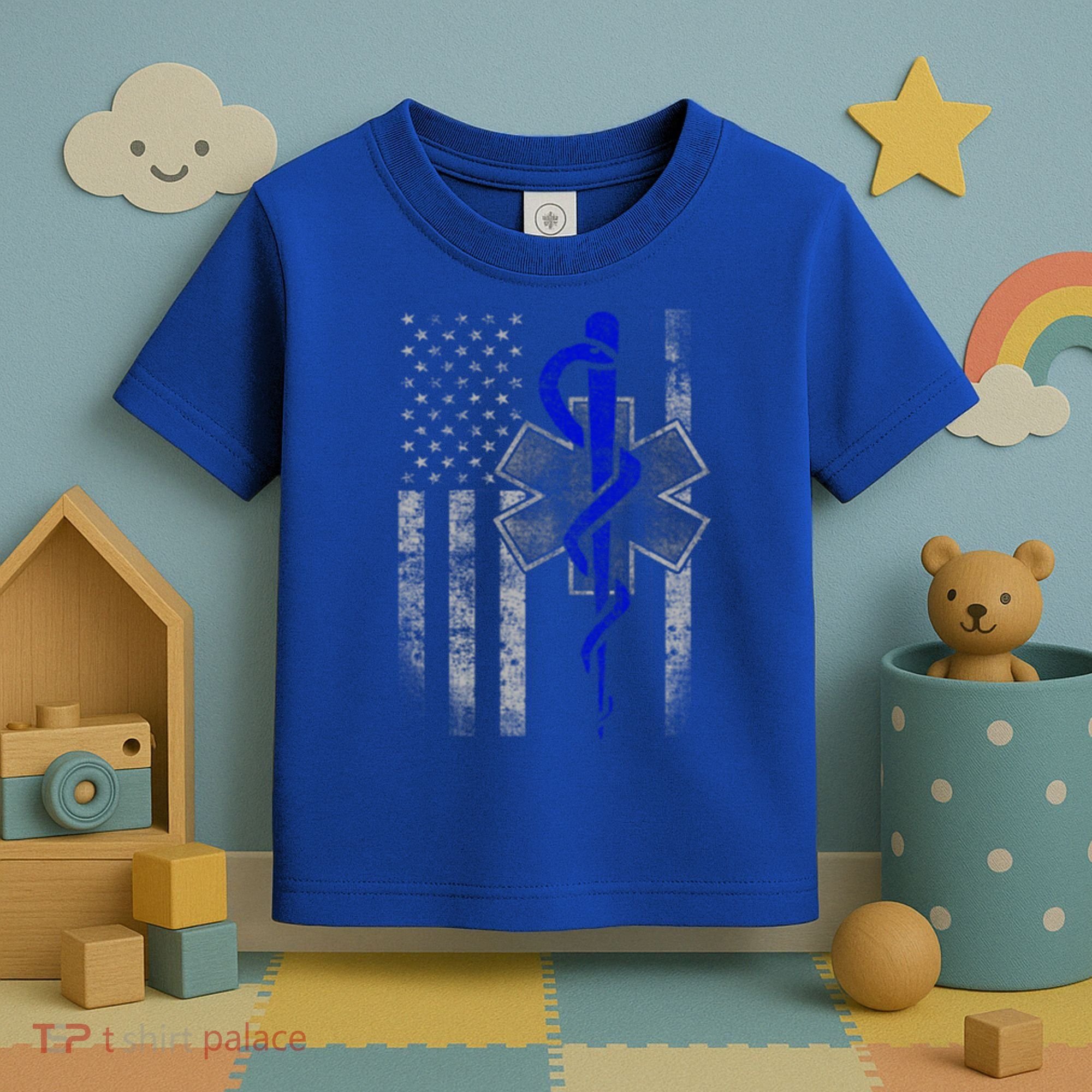Twosided Emt / First Responder Flag Gift Cute Gift Toddler T-Shirt