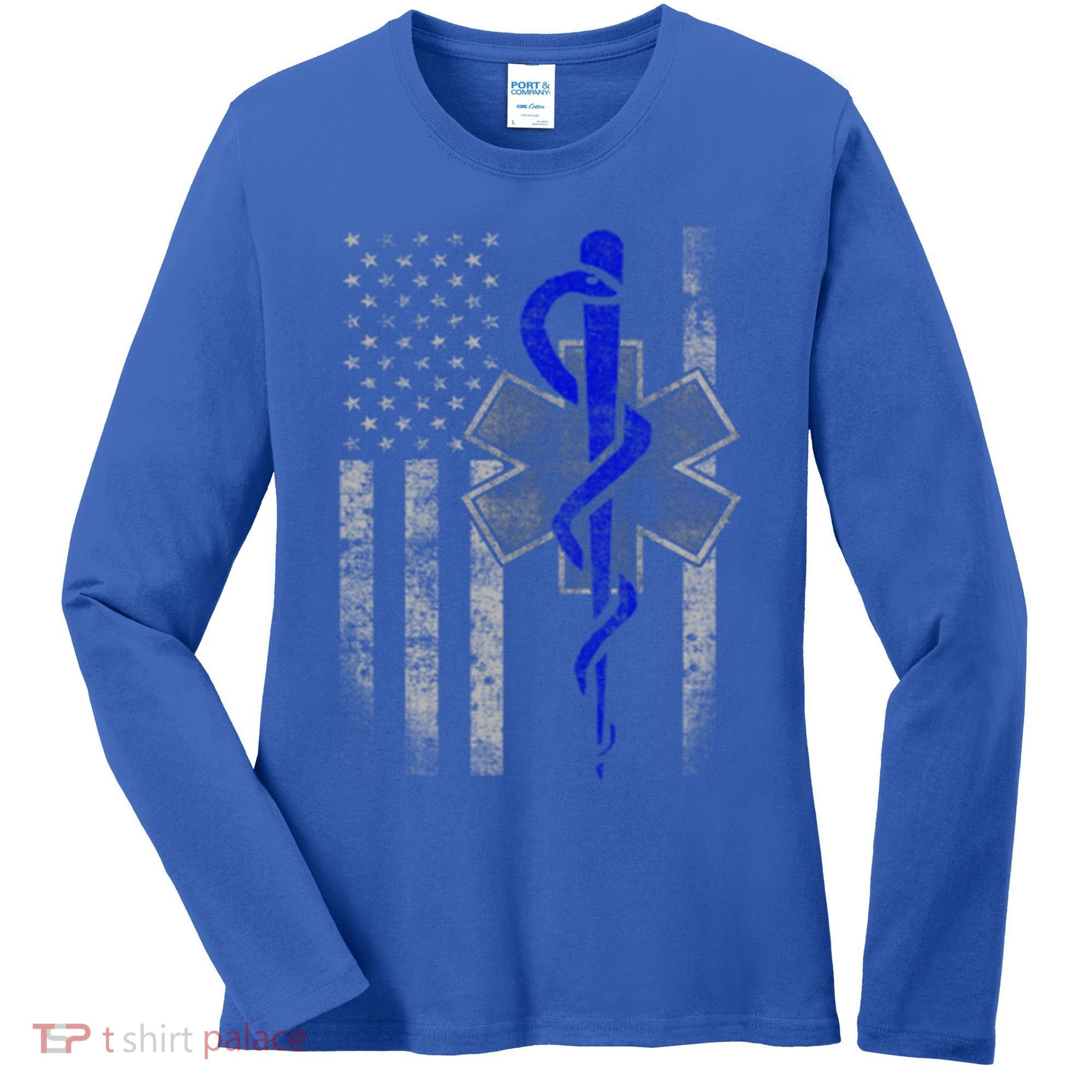 Twosided Emt / First Responder Flag Gift Cute Gift Women's Long Sleeve Shirt