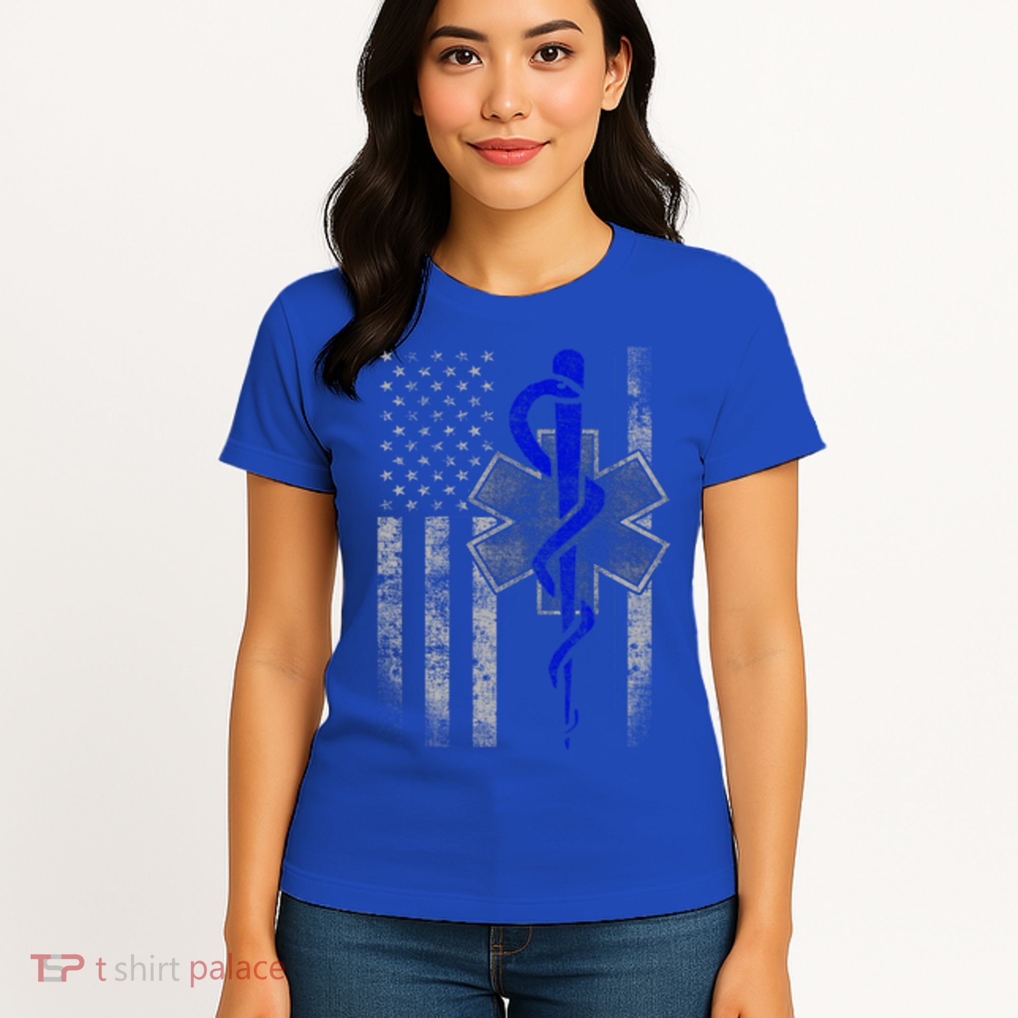 Twosided Emt / First Responder Flag Gift Cute Gift Women's T-Shirt