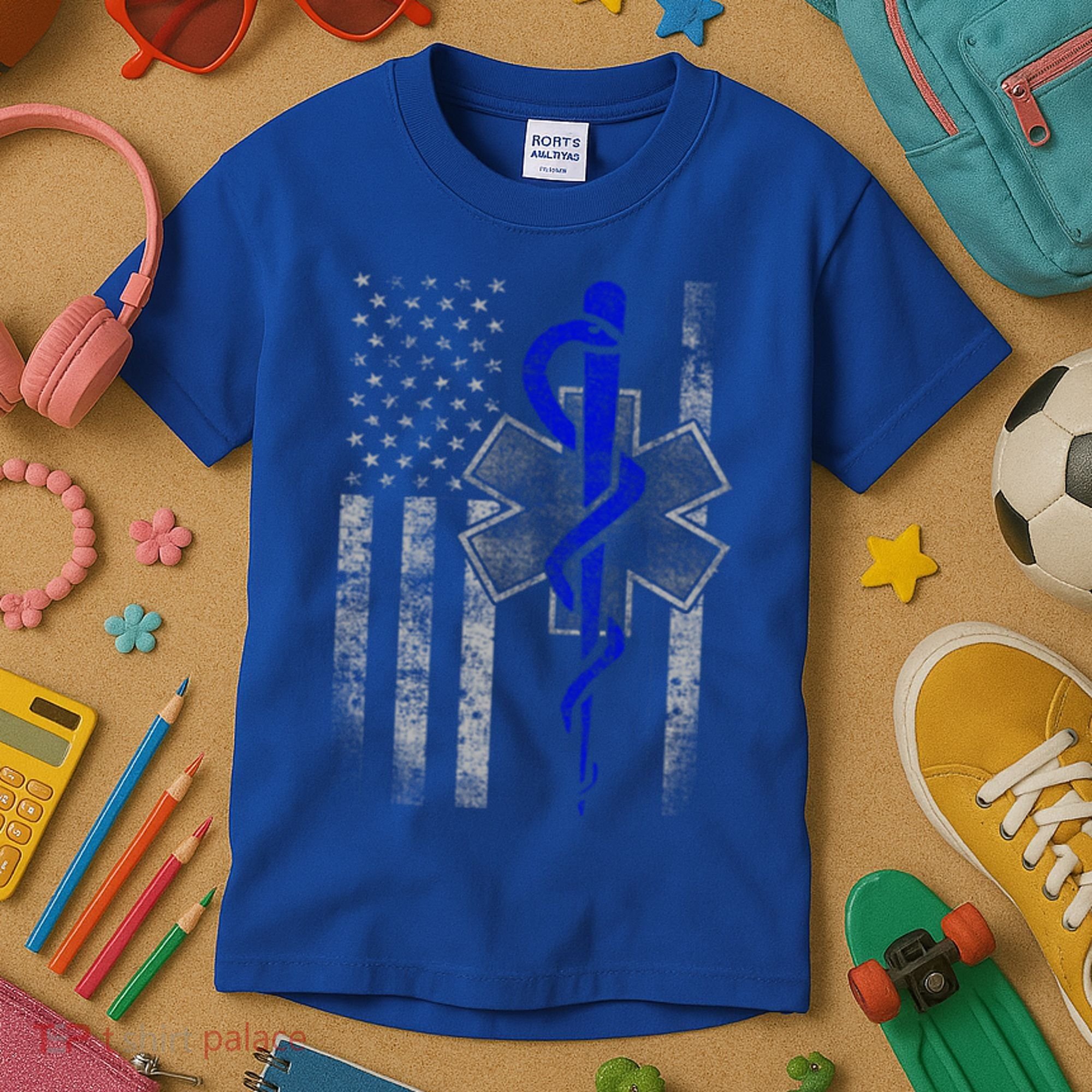 Twosided Emt / First Responder Flag Gift Cute Gift Kids T-Shirt