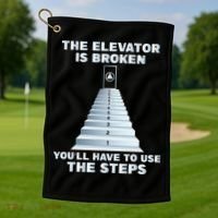 The Elevator Is Broken Sober Sobriety AA NA Golf Towel thumb 1