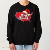 Trump Election Map Merry Christmas Holiday Santa Hat Xmas Women's Sweatshirt thumb 0
