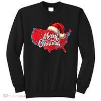 Trump Election Map Merry Christmas Holiday Santa Hat Xmas Sweatshirt thumb 0