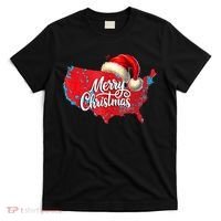 Trump Election Map Merry Christmas Holiday Santa Hat Xmas T-Shirt thumb 0
