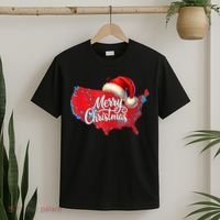 Trump Election Map Merry Christmas Holiday Santa Hat Xmas T-Shirt thumb 2