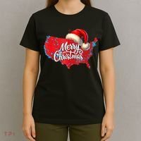 Trump Election Map Merry Christmas Holiday Santa Hat Xmas T-Shirt thumb 4