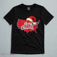 Trump Election Map Merry Christmas Holiday Santa Hat Xmas T-Shirt thumb 5
