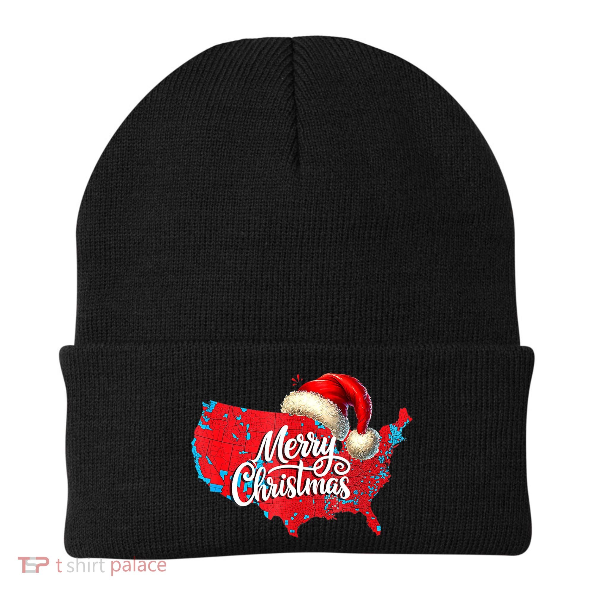 Trump Election Map Merry Christmas Holiday Santa Hat Xmas Beanie