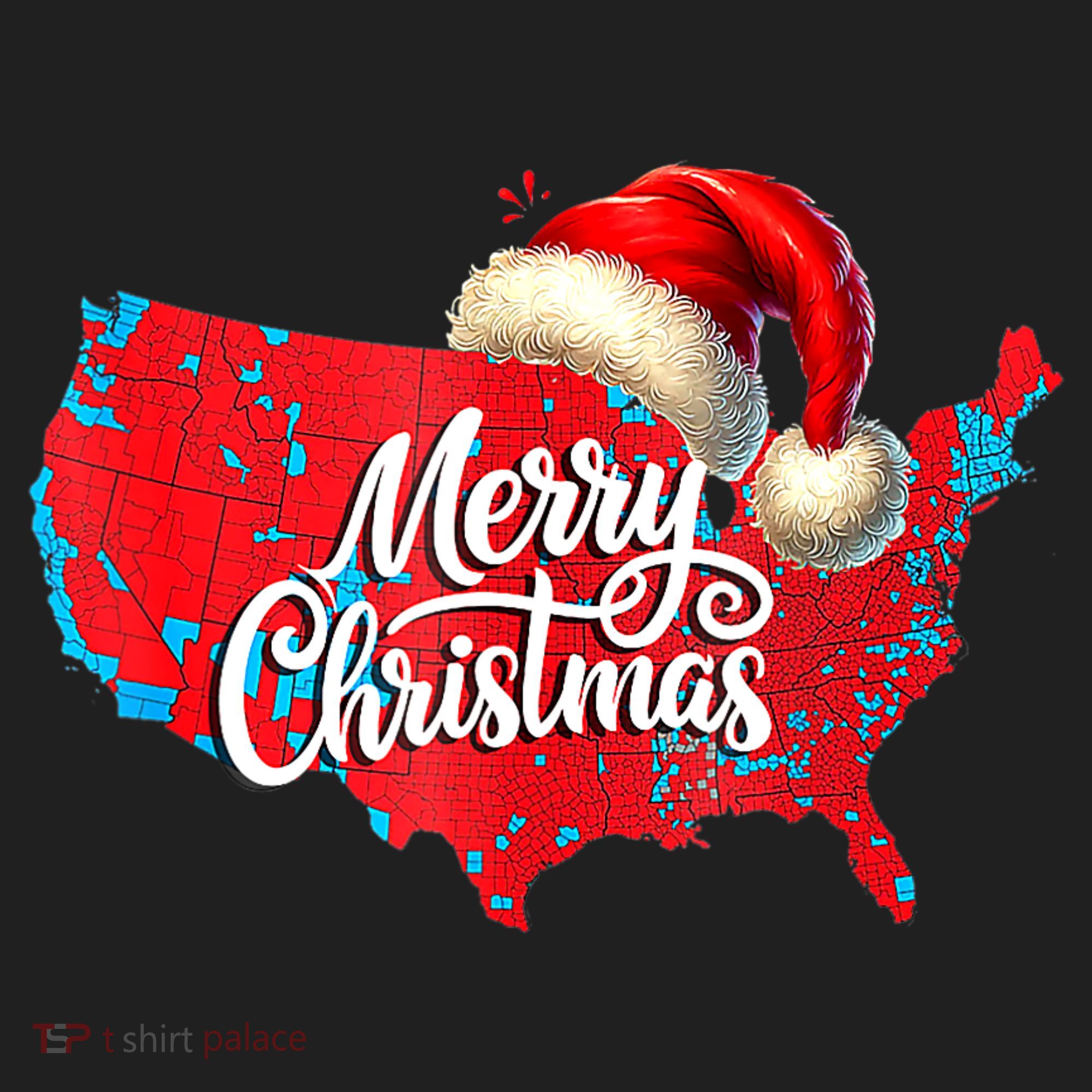 Trump Election Map Merry Christmas Holiday Santa Hat Xmas Hat